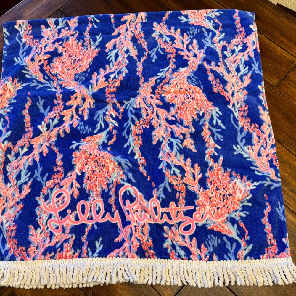 Lilly Pulitzer Vibrant Blue and Coral Beach Towel